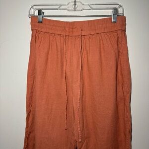 Abercrombie & Fitch Coral Straight Leg Linen Pants